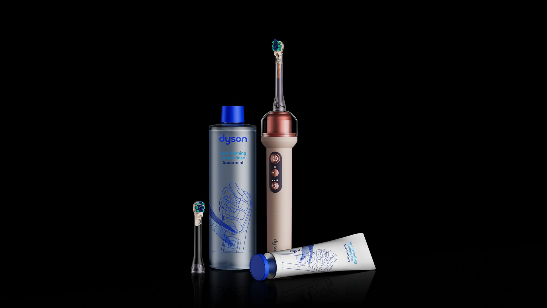 Dyson CameraJet™ Rose céramique avec dentifrice et bain de bouche Dyson Spearmint