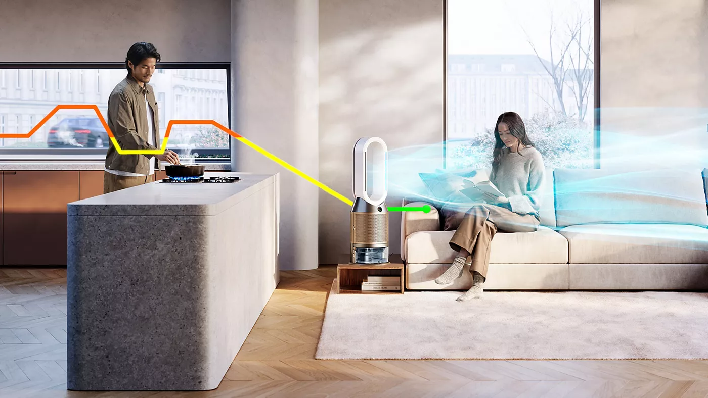 Dyson PH2 De-NOx Blanc et Or vue détaillée